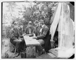 Civil War Soldiers Playing Dominoes